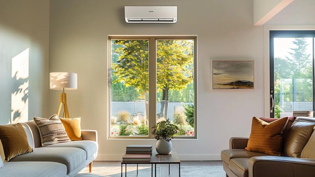 Amana Air Conditioning Systems: Reliable Comfort Solutions 1 Modern Amana air conditioning unit in a bright living room, showcasing energy-efficient cooling solutions